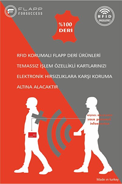 Flapp Hakiki Deri Rfıd Korumalı Lacivert Dikey Cüzdan