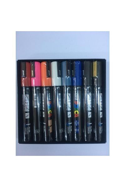 Uni Posca Pc-5M Water Based Painting Marker Set Primary Colors 8 Colors 1.8-2.5 mm