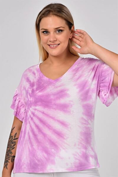 Seamoda V-подібний виріз, рукави з воланами, батик, рожевий