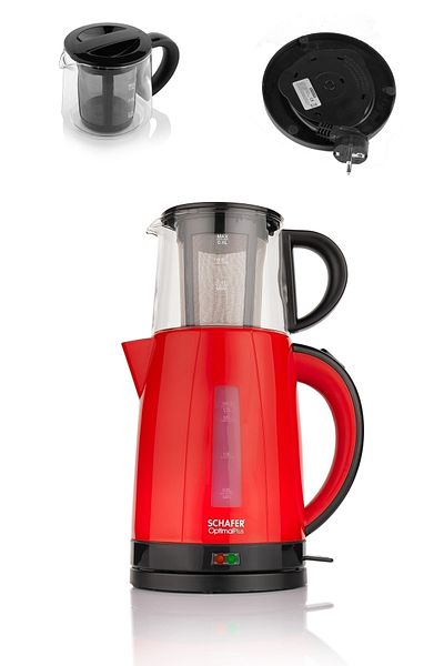 Schafer Optimal Plus Tea Machine Tea Maker - Red Glass Teapot Tea Maker Tiryaki