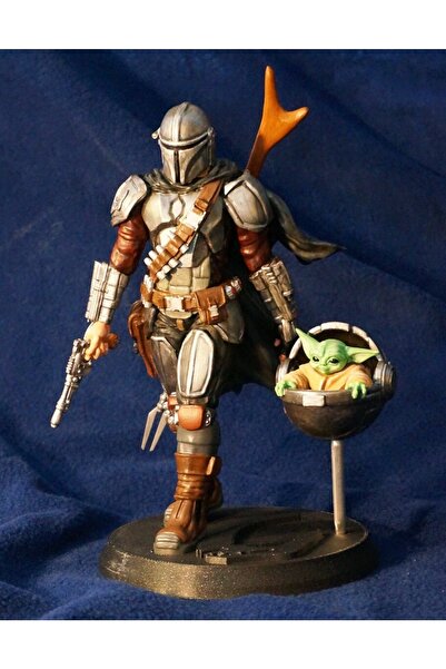 TuransoyCraft Mandalorian Ve Bebek Yoda Star Wars Boyalı Figür 26 Cm (DEV BOY)