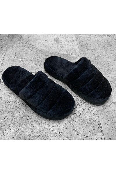 BAŞAK Women's Black Closed Front Winter Lightweight Soft House Slippers