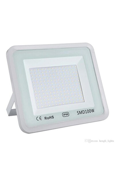 ZMR Led 100 Watt Beyaz Led Projektör Slim Kasa Smd Led 220 Volt Direkt Led Ay...