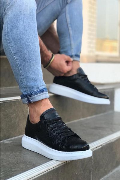 Knack Παπούτσια Casual με ψηλή σόλα 044 Μαύρη Λευκή Σόλα (με σχέδιο)