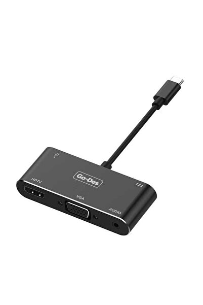 Go-Des Go Des Gd-8761 Type-c To Hdmı 4k & Vga & Aux Dönüştürücü Adaptör Usb 3.0