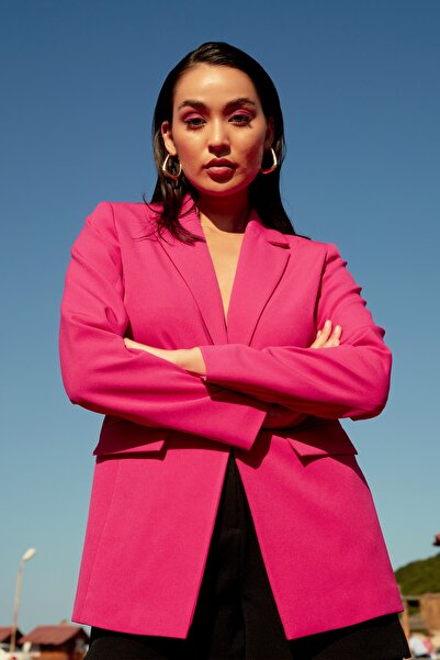 Select Moda Kadın Pembe Tek Düğmeli Blazer Ceket
