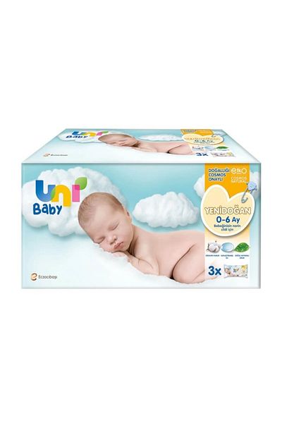 Uni Baby Newborn Wet Wipes 3x40pcs 0-6 Months