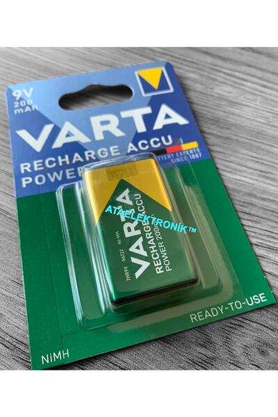 ATAELEKTRONİK Varta 9 Volt 9v Kare Şarj Edilebilir 200 Mili Amper Şarzlı Pil Yeni Seri