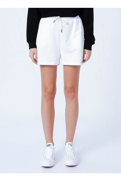 Black On Black X Aae Elastic Waist Loose Fit White Women's Shorts K-edoya