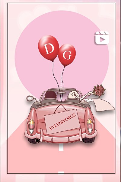 ikisibir Animasyon Dijital Düğün Davetiyesi Car & Balloon