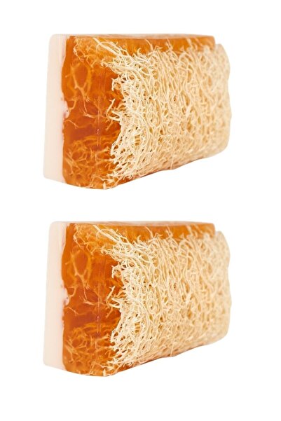 Doğal مجموعة صابون عسل حليب الحمار المصنوع يدويًا من ألياف اليقطين مكونة من قطعتين