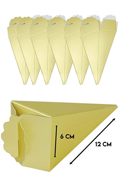 Parti dolabı 25 Adet Gold Altın Renk Parlak Külah Lokumluk Şekerlik Mevlit Hediye Kutusu
