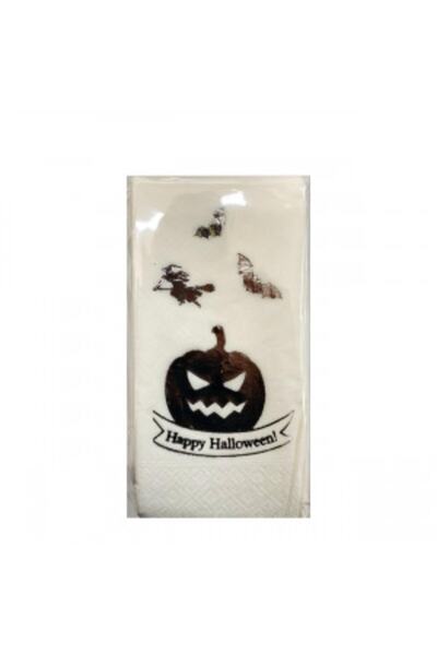 kidspartim منديل الهالوين السعيد الأبيض المطلي بالفضة 16 قطعة
