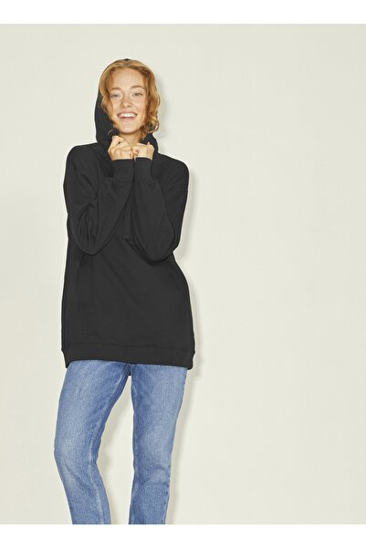 JJXX Yuvarlak Yaka Düz Siyah Kadın Sweatshırt 12200382