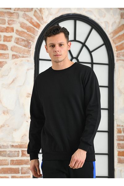 NewCabin Crew Neck Unprinted Black Color Sweatshirt