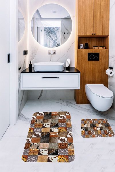 on the clouds Bathroom Carpet Double Toilet Set Non-Slip Base Bath Mat Set (60x100 + 40x60)