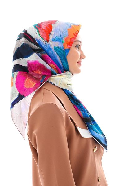 19V69 ITALIA Floral Pattern Gold Series Twill Scarf with Hanger and Gift Set 90x90 Cm