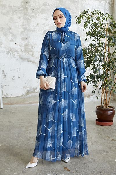 InStyle Φόρεμα σιφόν με σχέδιο Layla - Indigo