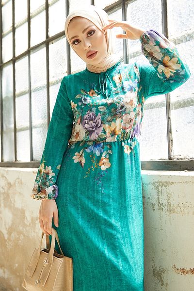 InStyle Περισσότερα Floral Jacquard Yoryo Chiffon Dress - Water Green