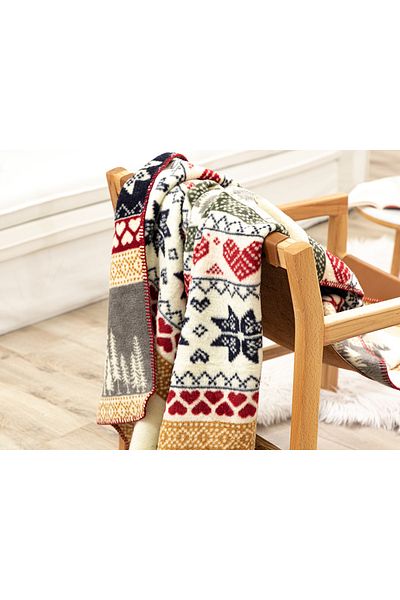 English Home Ακρυλική κουβέρτα τηλεόρασης Winterfell Cream 130x170 cm Navy μπλε-κόκκινο