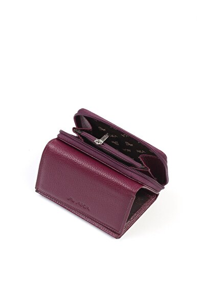 Aka Deri 467 100% Genuine Leather Wallet Purple