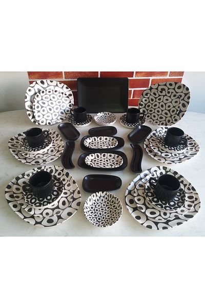 Keramika Black&white Tetra 37 Piece Breakfast Set
