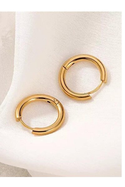 TÜKKAN ACCESSORİES Gold Cerrahi Çelik Kararmaz Spor 12 Mm Halka Küpe