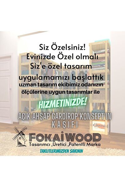 Fokai Wood Tudo - Açık Ahşap Giyisi Odası Raf Sistemi