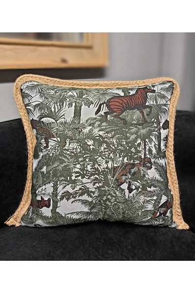 Alacastore Husă de pernă decorativă cu design special țesut jacquard din iută