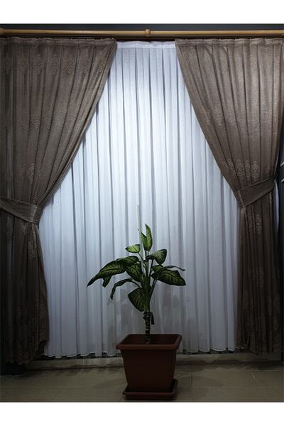 dolunay perde 6315 Kdk Örme Ütü Sevmez Desenli Tül Fon Perde