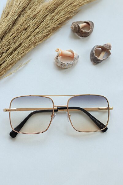 LOOKUP NEW Alina Unisex Gold - Uv400 Square and Rectangular Frame Transition ...