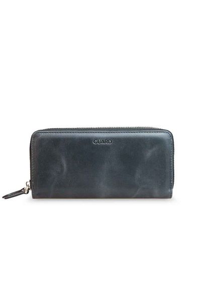 GUARD Crazy Black Leather Handbag with Double Zipper
