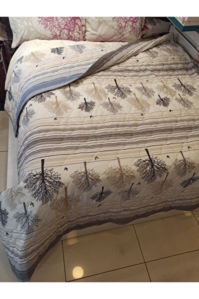 ŞENER HOME Cotton Double Double Sided New Tree of Life Pattern Quilted Multi-Purpose Cover 210x240 Cm