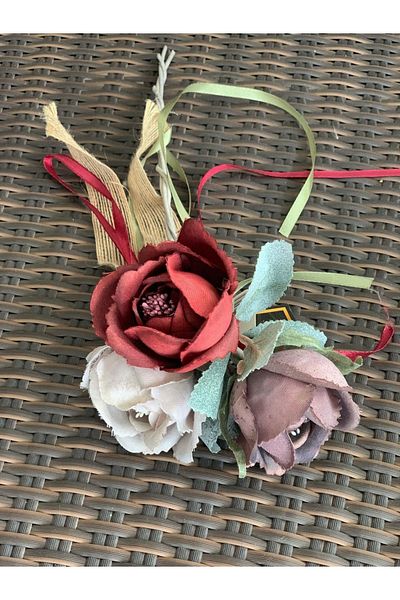 Lucky Art Ar-102-bur-gy 2 Pieces Opened Rose Bunch Claret Red