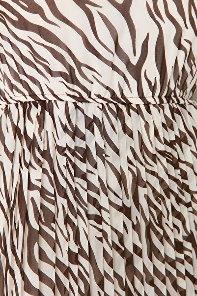 Trendyol Collection Καφέ Πλισέ Υφαντό Φόρεμα TWOAW21EL1009