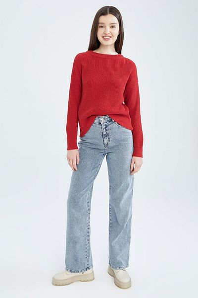 DeFacto Sweater - Burgundy - Regular fit