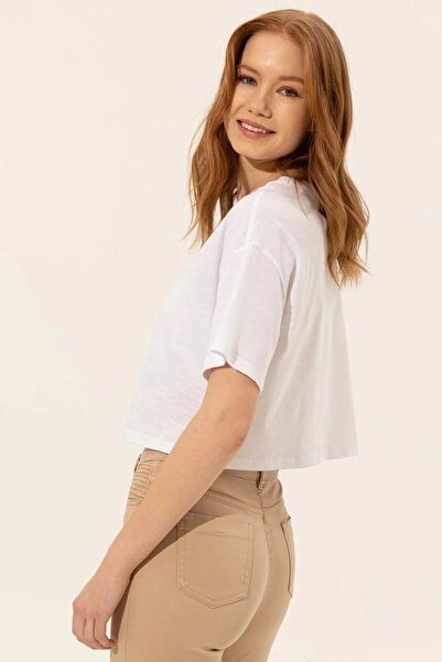 U.S. Polo Assn. Blue Crop Top - Γυναικείο T-shirt Crew Neck