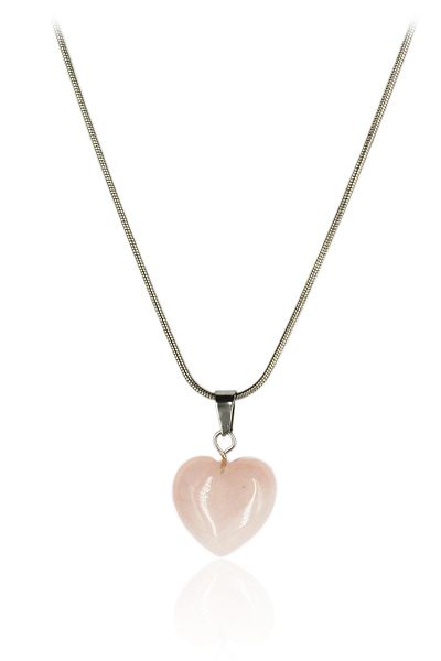 maestroaccessory Handmade Pink Quartz Heart Natural Stone Necklace