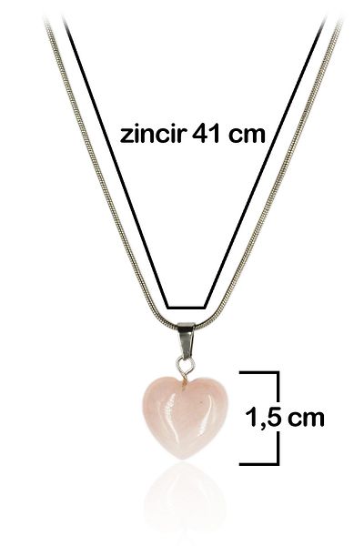 maestroaccessory Handmade Pink Quartz Heart Natural Stone Necklace