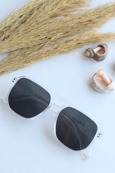 LOOKUP Sunglasses Unisex New Fashion Transparent Frame Black Glass Uv400 Protected Vintage Retro
