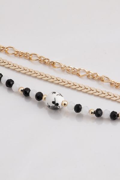 Sortie Aksesuar Flower Figured Gold Color 3-Piece Bracelet Combination 004