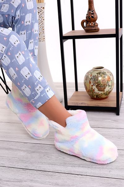 Wordex Rd Eb328 Colorful Wool Inside Winter Women's Slippers Home Boots Home Shoes