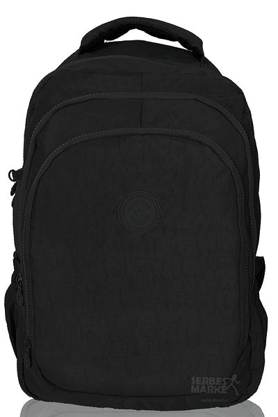 Sivilen Unisex Women Men Crinkle Fabric Water Resistant Medium Size Junior High School School Backpack Black