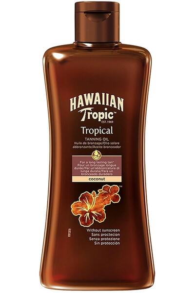 Hawaiian Tropic زيت تسمير البشرة زيت برونزي مكثف بدون عامل 200 مل