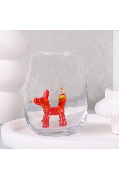 ADAMODART Red & Purple 2-Piece Water Glass with Balloon Dog Figure