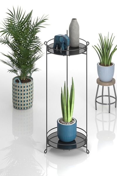 Tekno-tel Prezentare decorativă cu 2 etaje Stanzi negru mat - EG215