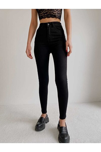 LİMABEL Pera Solmaz Чорні джинси-скінні для жінок з вузькими штанинами та ела...