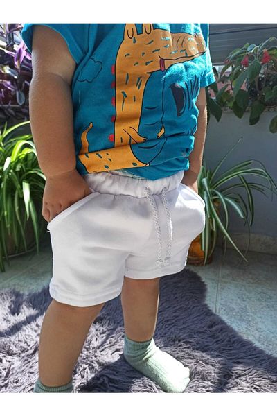 ADASTYLE Baby White 3-thread Cotton Shorts with Pockets Kids