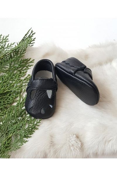 Hodore Wizy Genuine Leather Baby Moccasin Black
