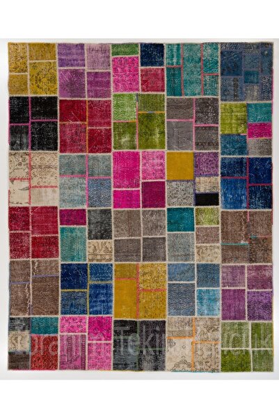 Tekin (270 X 340 CM) Çok Renkli Patchwork Halı, El Dokuma Halı, El Dokuma Peç...